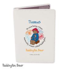 Personalised Paddington Bear Cream Leather Passport Holder